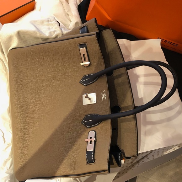 Hermès Birkin 35cm Etope and Blue Marine With Contrasting Stitching VIP SPECIAL - Picture 8 of 10